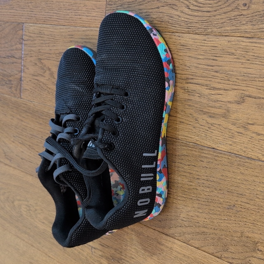 NOBULL Black Trainers with Colorful Sole